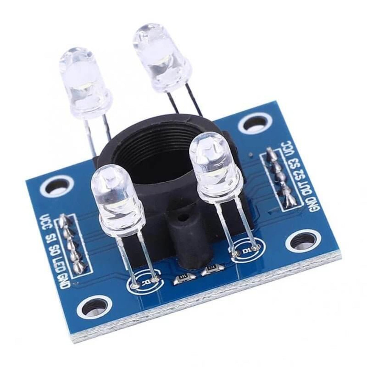GY-31 TCS3200 color recognition sensor module with bright white LEDs for color detection and microcontroller compatibility.