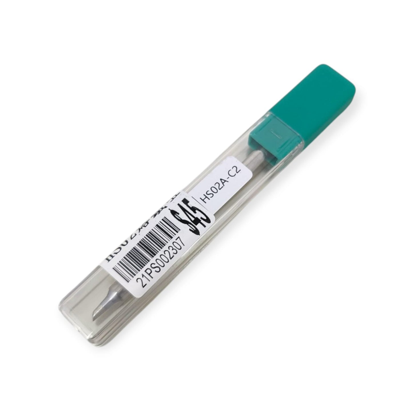Original packaging for HS02A-C2 soldering tip, showing model and barcode.