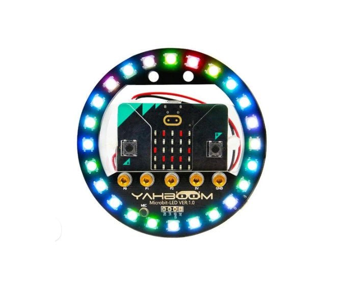 Yahboom Micro:bit V2 RGB Ring LED Set with programmable RGB lights for STEM education and robotic control.