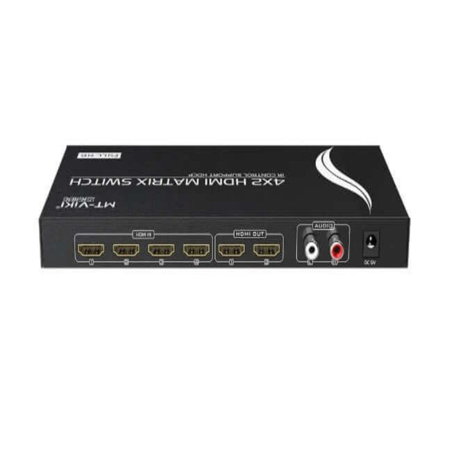 MT-VIKI 4x2 HDMI Matrix Switch with four HDMI inputs and audio output connection.
