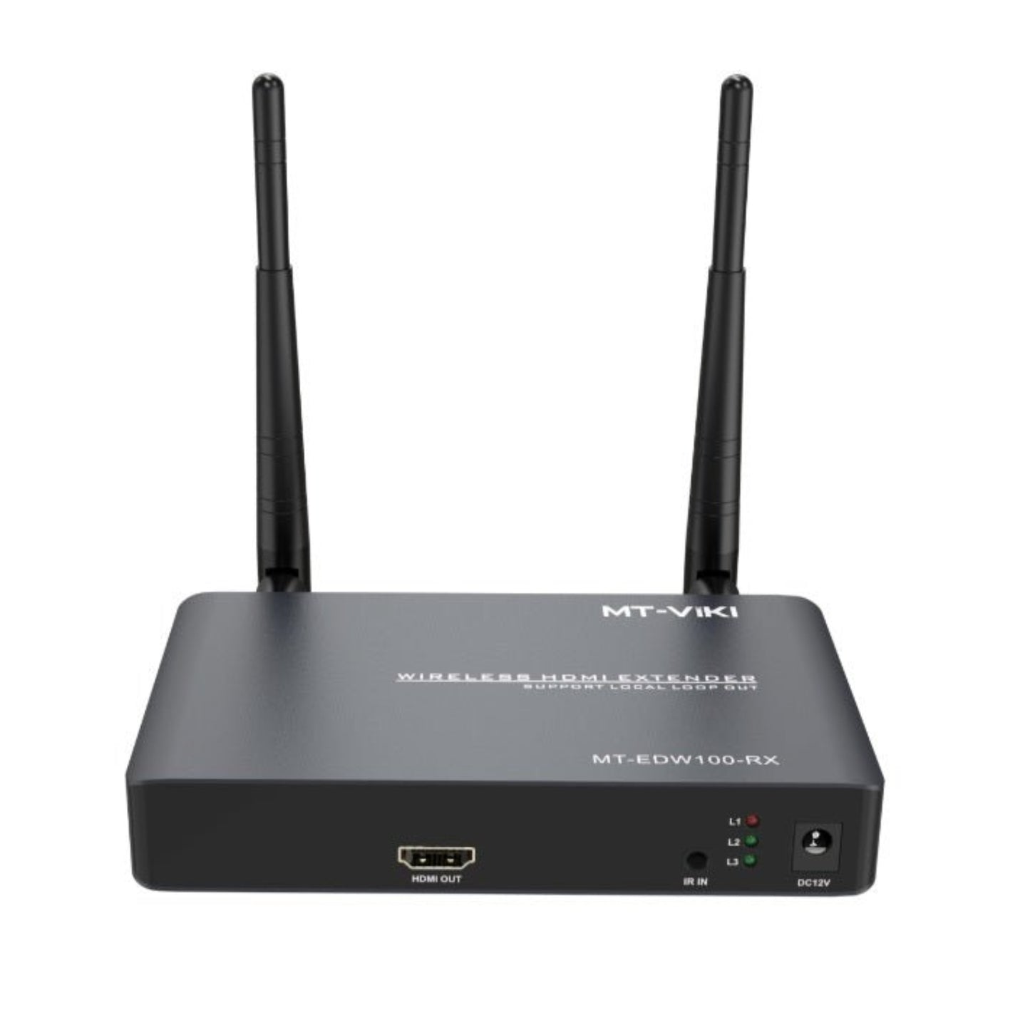 MT-VIKI MT-EDW100 Wireless HDMI Extender with dual antennas for 1080P video transmission up to 100 meters.