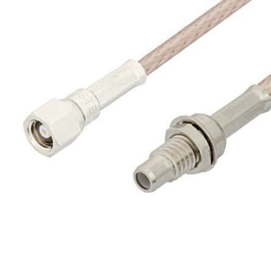 SMC Plug to SMC Jack Bulkhead RF coaxial cable with RG316 connectors, 200cm length, 50 Ohm impedance.