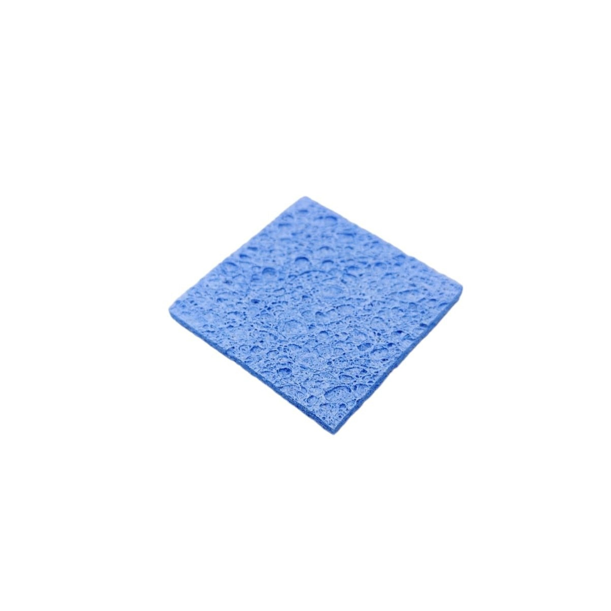 Blue soldering iron cleaning sponge, 6cm x 6cm, perfect for removing solder residue and ensuring efficient welding.