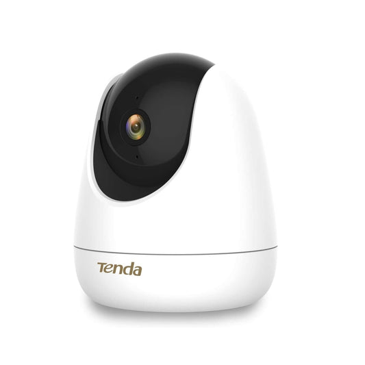 Tenda CP7 2.5K indoor security camera with 4MP resolution and 2-way audio for pet and baby monitoring.
