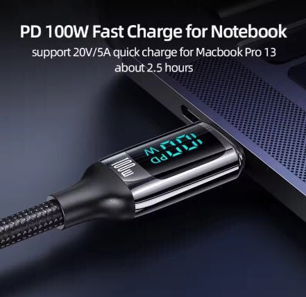USAMS 100w Type - c to Type - c Cable with LED Digital Display - Sun Cheong Computer Company Limited