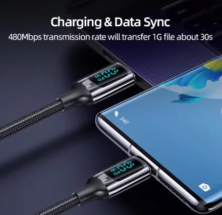 USAMS 100w Type - c to Type - c Cable with LED Digital Display - Sun Cheong Computer Company Limited