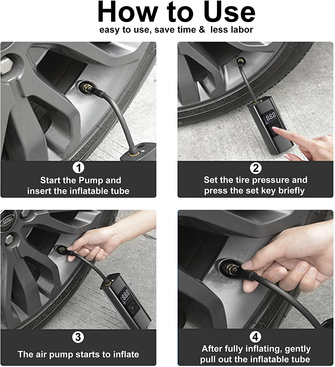 Car Portable Air Compressor Inflator Pump Rechargeable