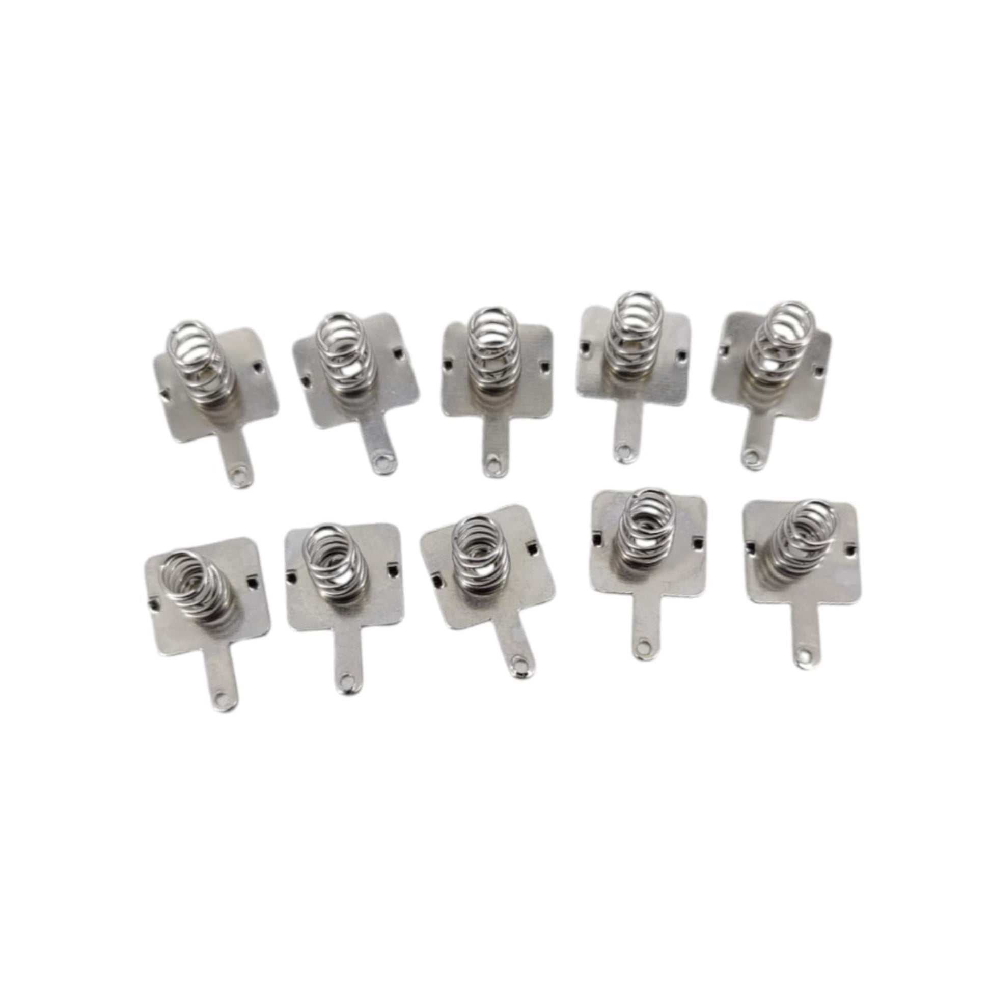 10pcs AA AAA battery spring contact pieces with metal plates and springs for positive and negative connections.