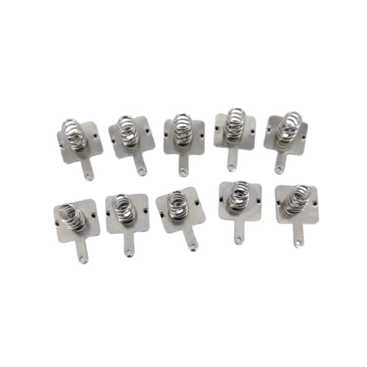 10pcs AA AAA battery spring contact pieces with metal plates and springs for positive and negative connections.