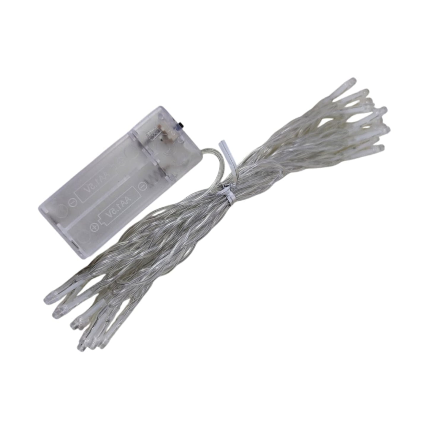 AA battery operated LED string light with clear wiring, perfect for indoor and outdoor holiday decor, 10 meters long.