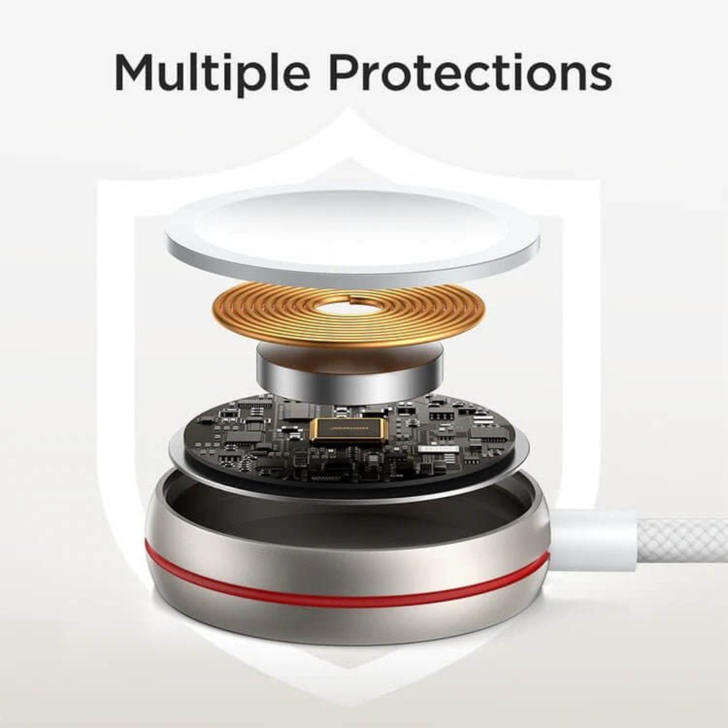 Exploded view showing protective layers of JOYROOM Apple Watch charging cable for safe and reliable performance.