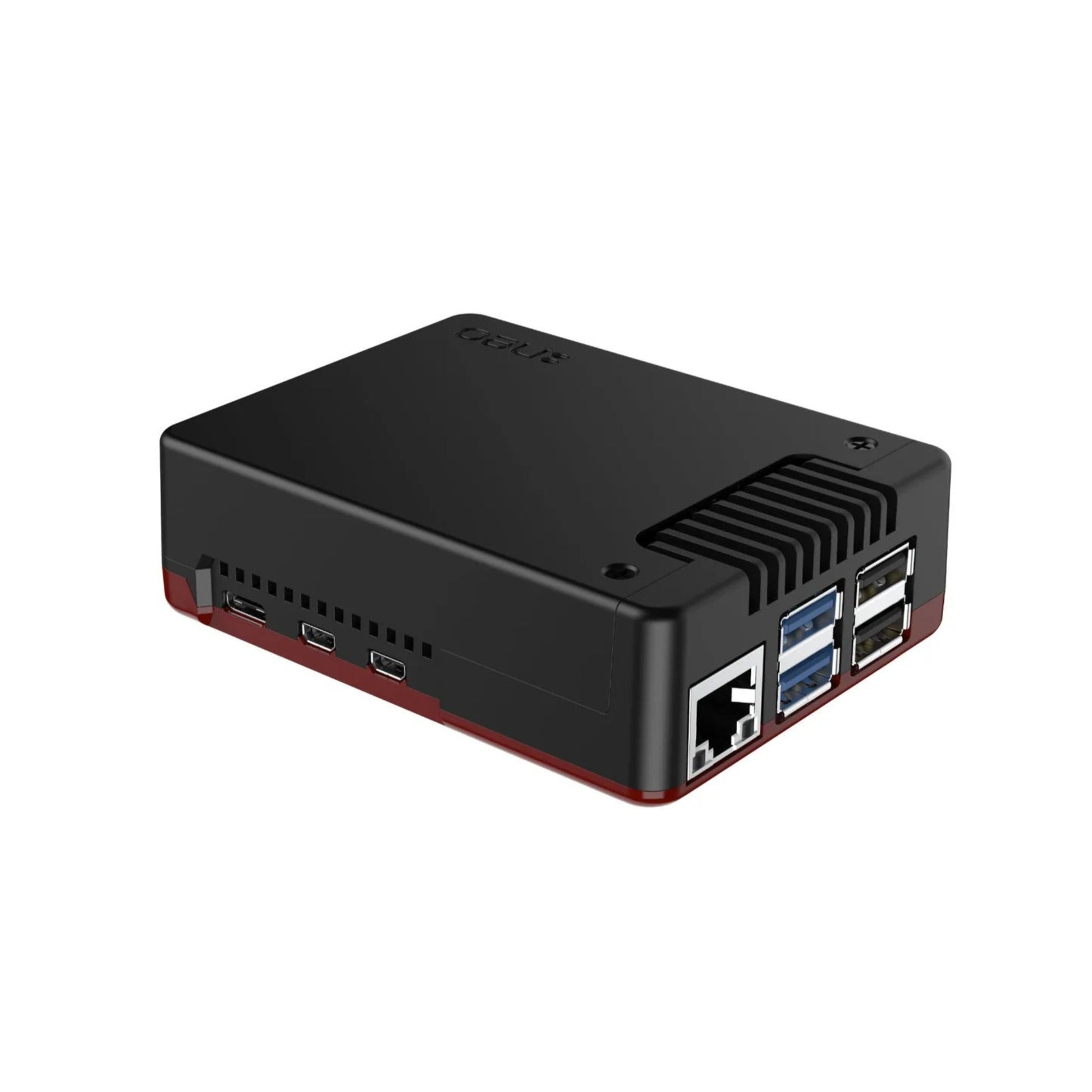 Argon NEO 5 BRED Case for Raspberry Pi 5, aluminum enclosure with built-in fan and thermal dissipation features.