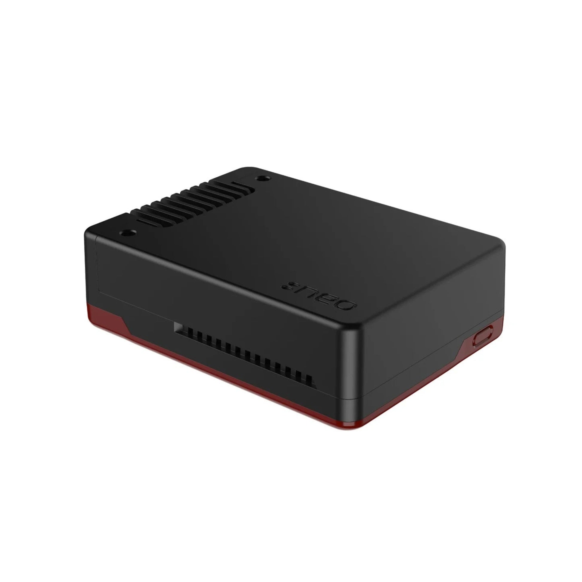 Argon NEO 5 BRED case for Raspberry Pi 5 with built-in fan and aluminum cooling design.