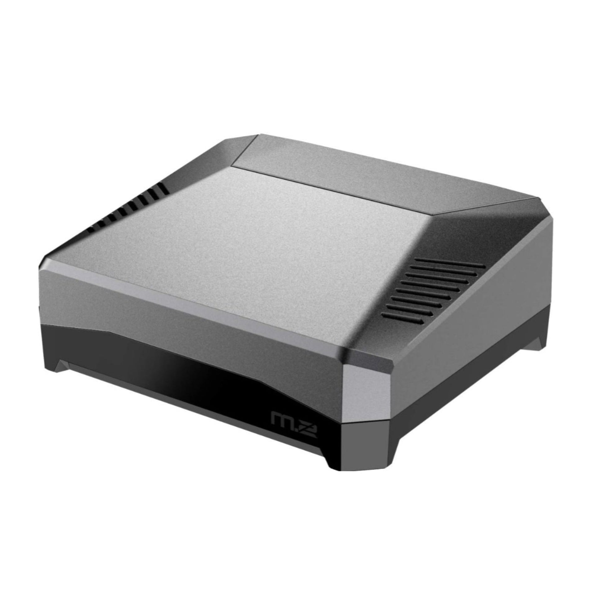 Angled view of the sleek Argon ONE M.2 aluminum case designed for Raspberry Pi 4, enhancing aesthetics.