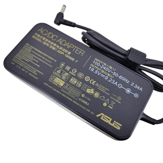 ASUS 180W laptop charger with 19.5V output and 5.5x2.5mm tip for reliable power delivery.