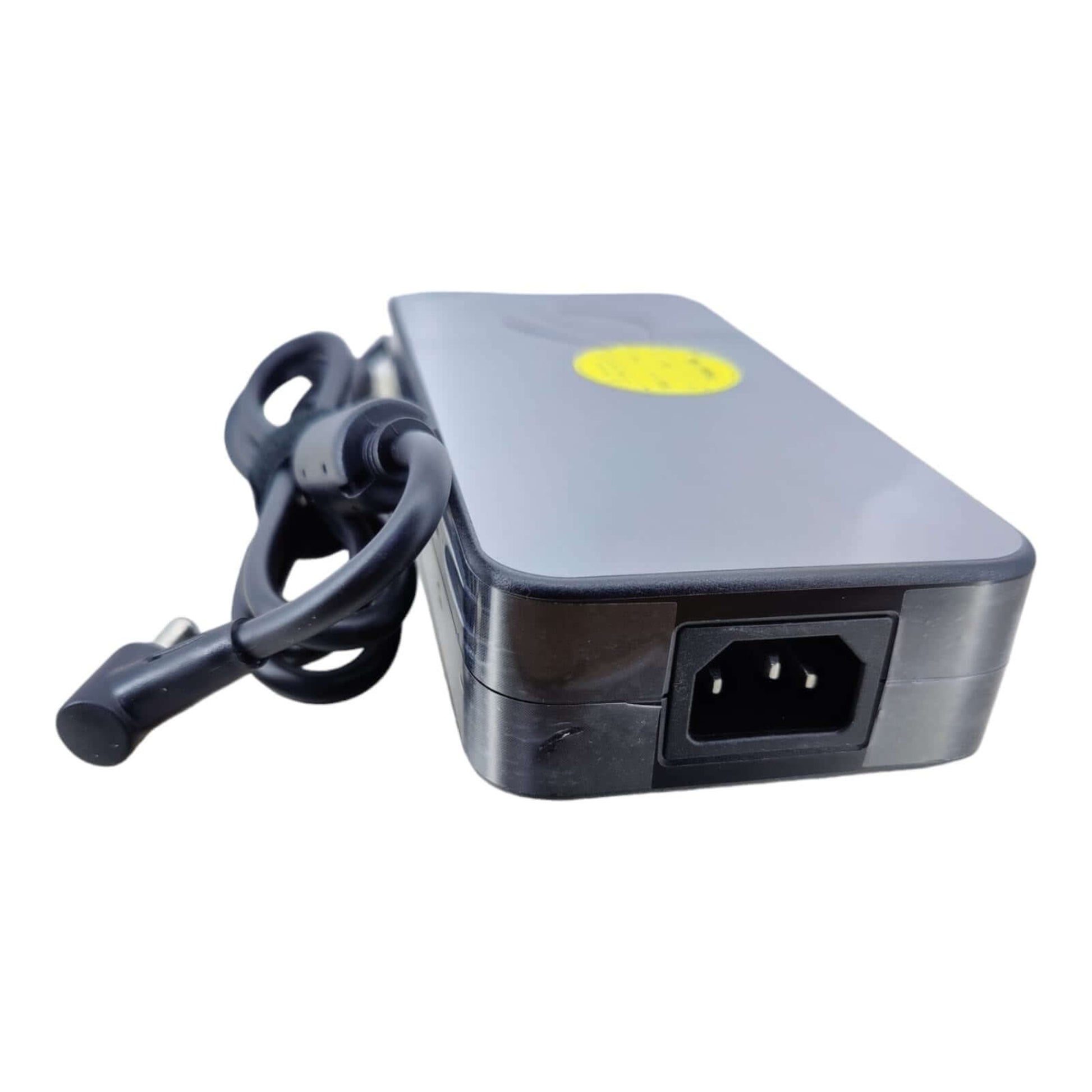 Rear view of ASUS 20V 14A notebook power supply showing the AC input port for power cable.