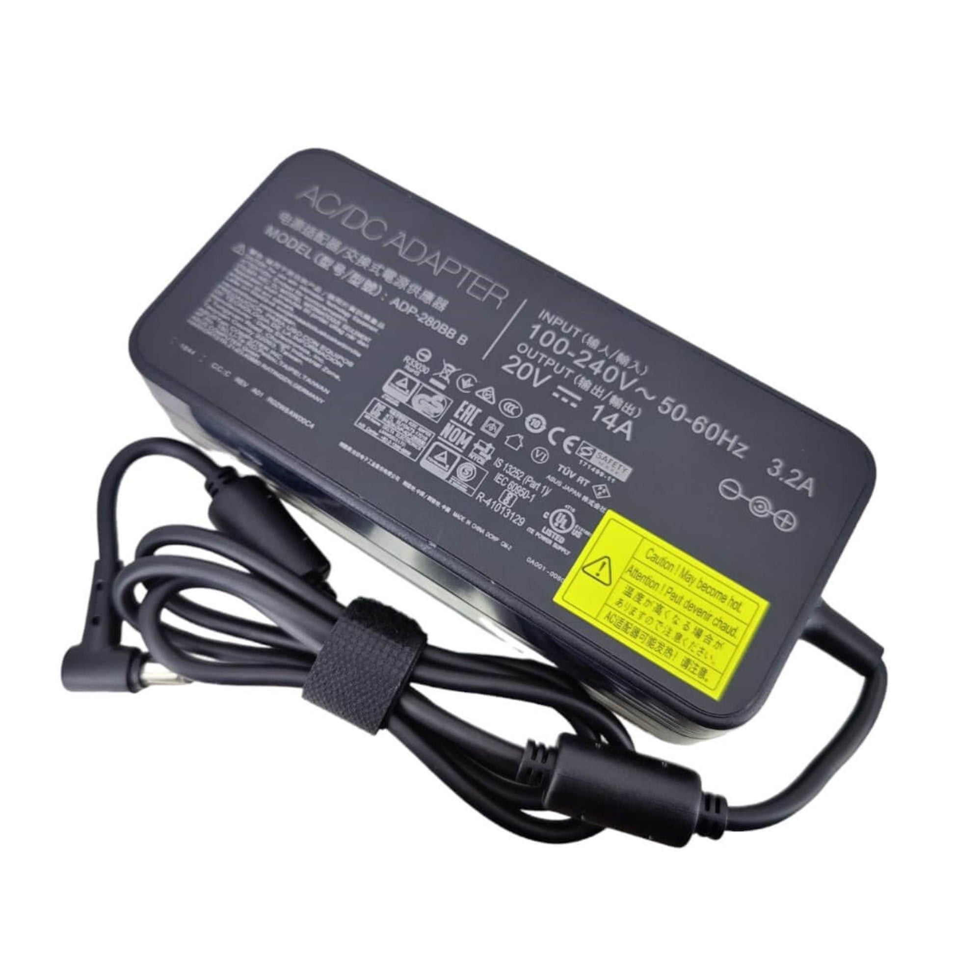 ASUS 20V 14A notebook charger, model ADP-280BB B, for high-performance laptops. 280W power adapter.