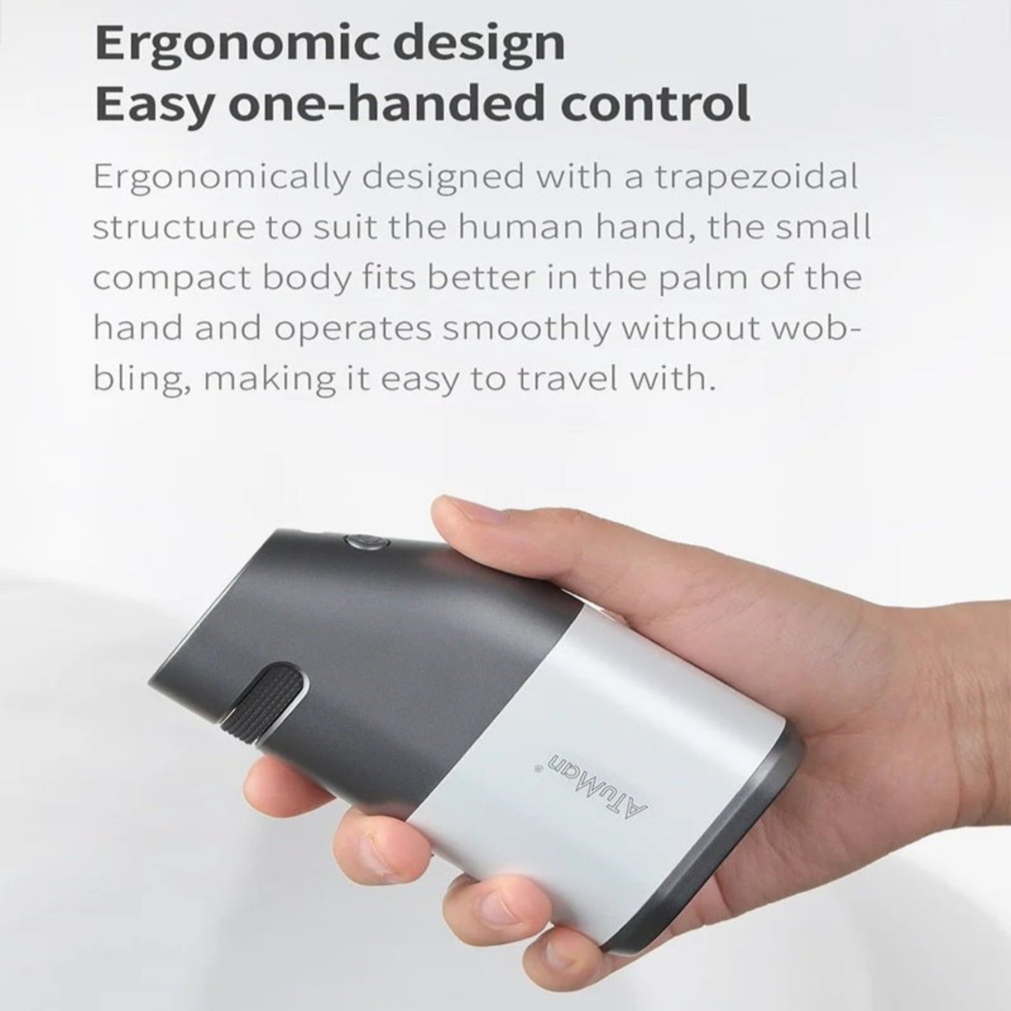 Atuman TR1 ergonomic design featuring one-handed control for easy travel and smooth operation.