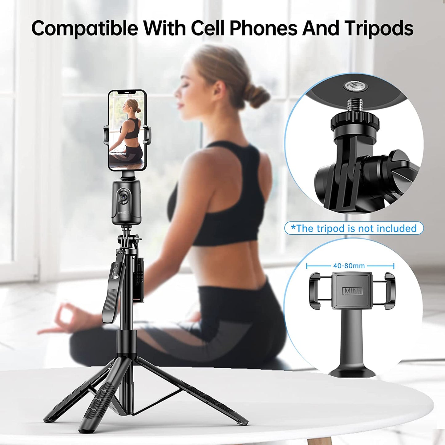 Auto Tracking Phone Holder, Auto Face Tracking Tripod - Black