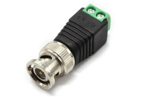 BNC Male Connector with DC Screw Terminal for CCTV, ideal for easy video surveillance installations.