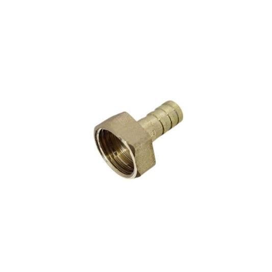 Brass hose adapter: 1/2" FPT to 8mm/10mm barb fitting for secure water connections.
