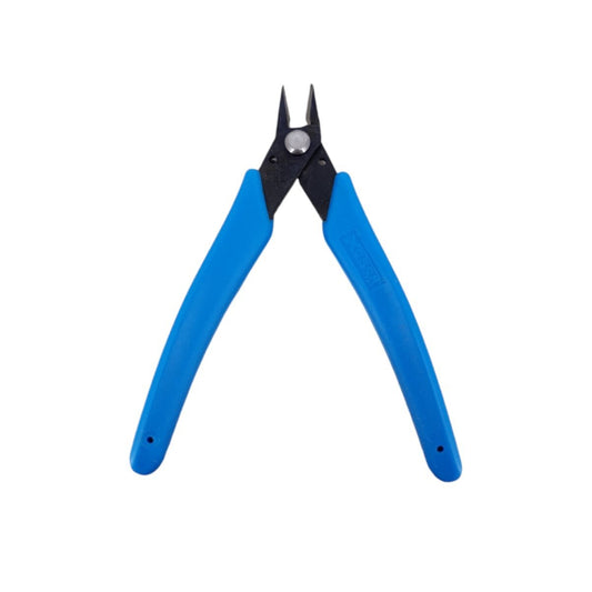 5-inch precision wire cutter with blue handles, ideal for jewelry making and electronics work.