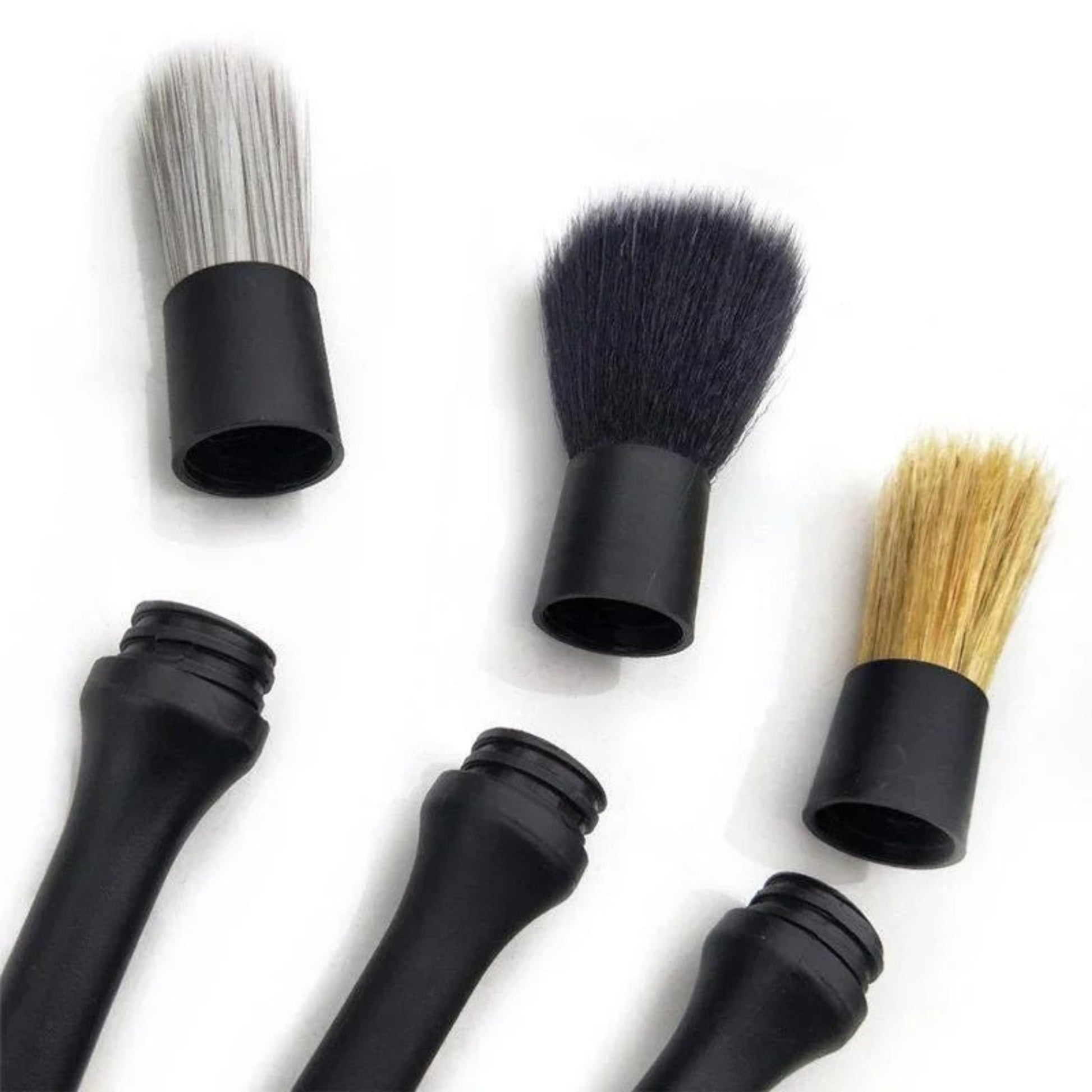 3PCS car detailing brush set featuring soft bristles for auto interior cleaning, perfect for vents and trims.