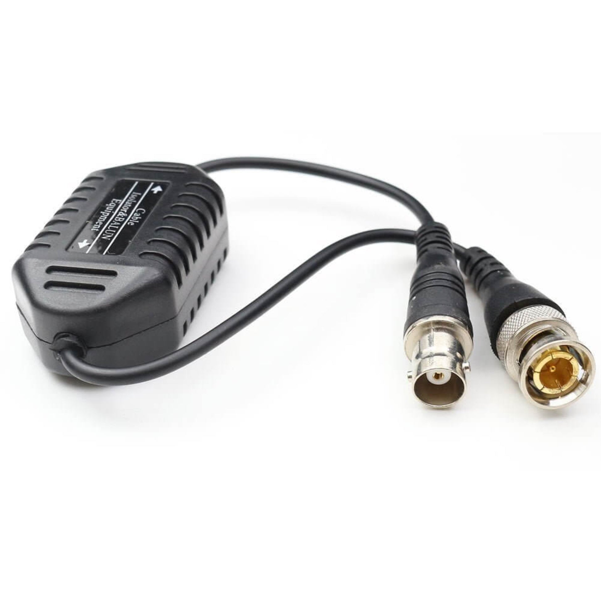 CCTV video balun and ground loop isolator, ideal for reducing hum in security camera systems.