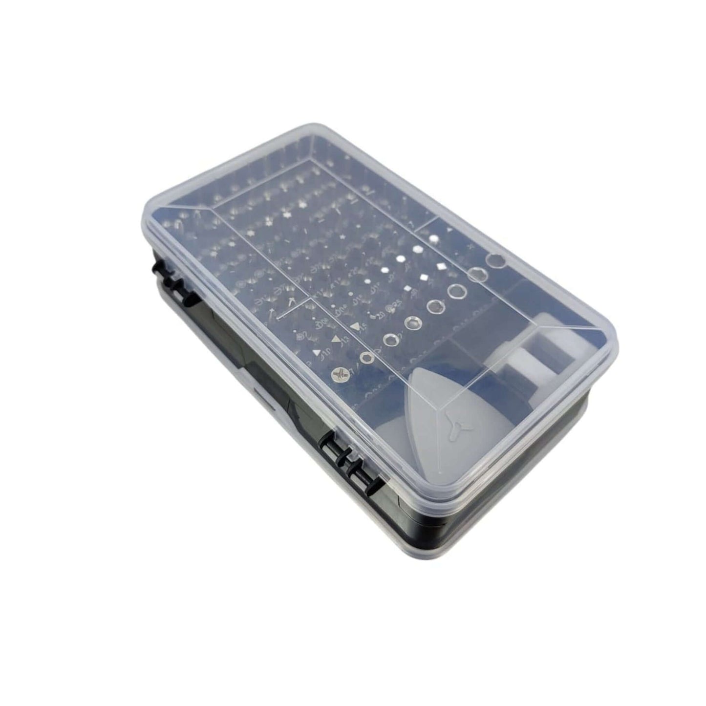 115-in-1 precision screwdriver set packed in a clear storage case for electronics repairs and small item maintenance.
