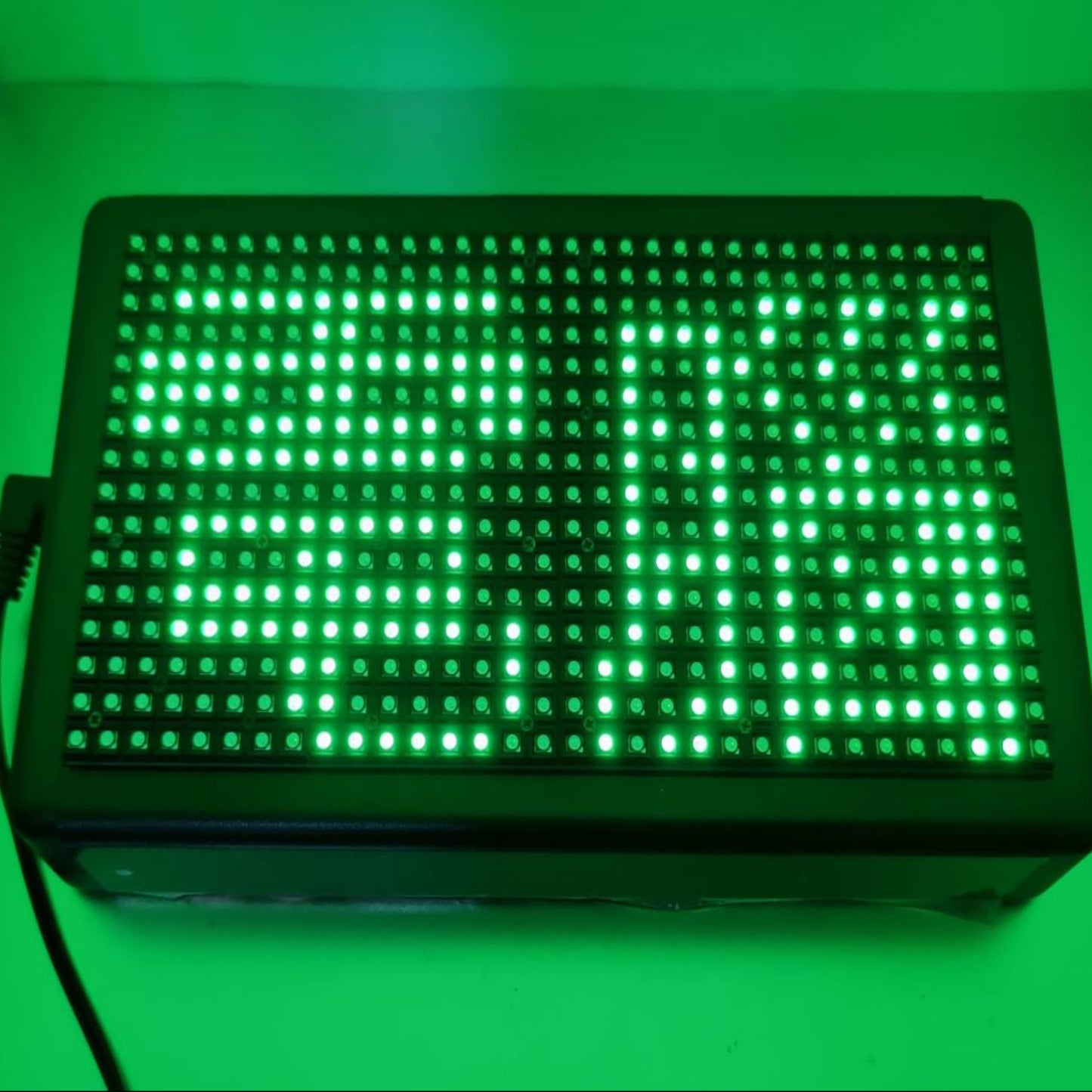 Green LED scrolling sign board display for customizable messages and mobile app control.