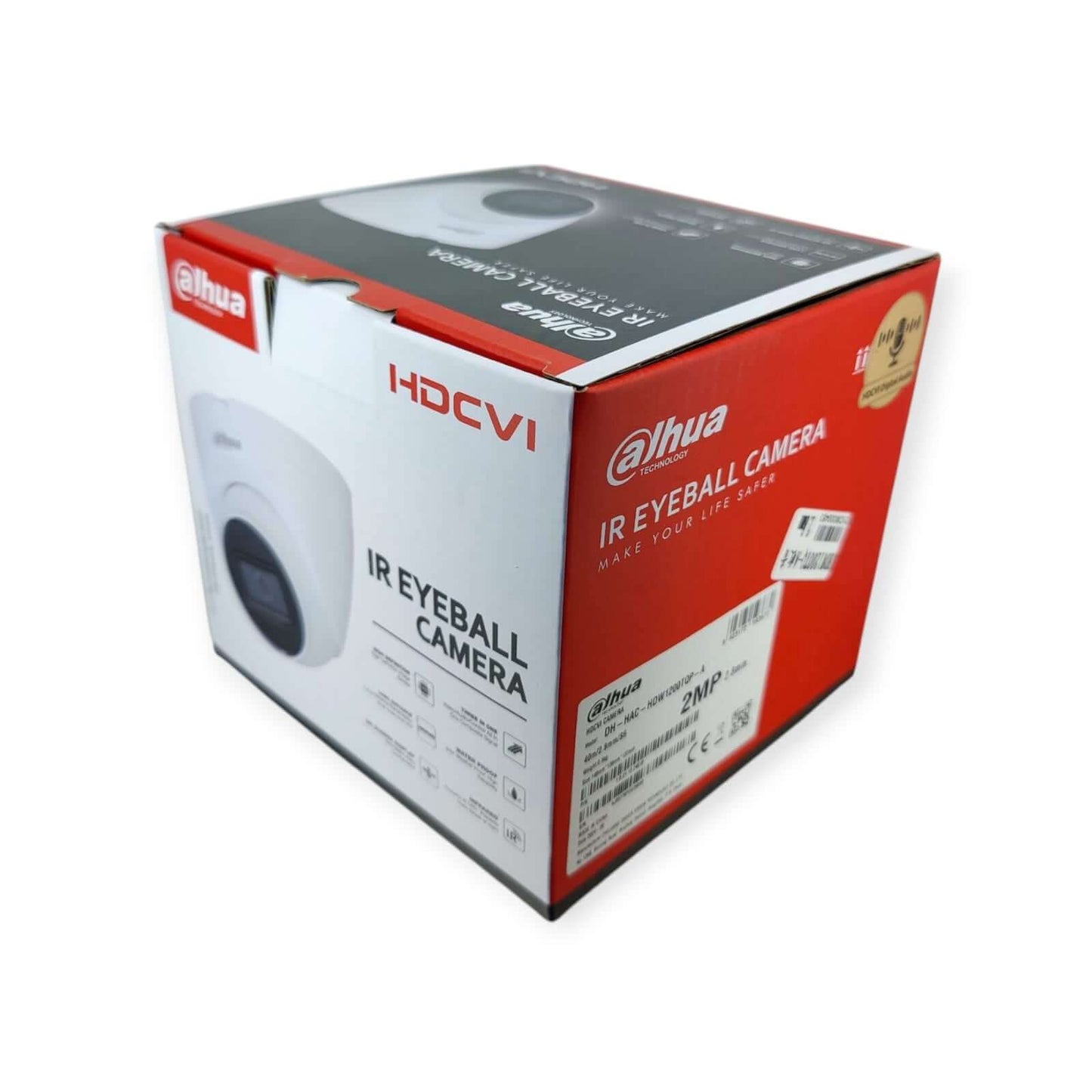 Dahua HDCVI IR Eyeball Camera box showcasing 2MP resolution and features for surveillance monitoring.