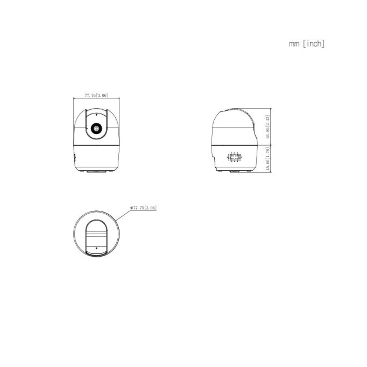 Dahua Hero H5AS IP Camera 詳細尺寸及機身設計圖。歡迎到深水埗新昌電腦門市親自對比實物大小並安排店內取貨。