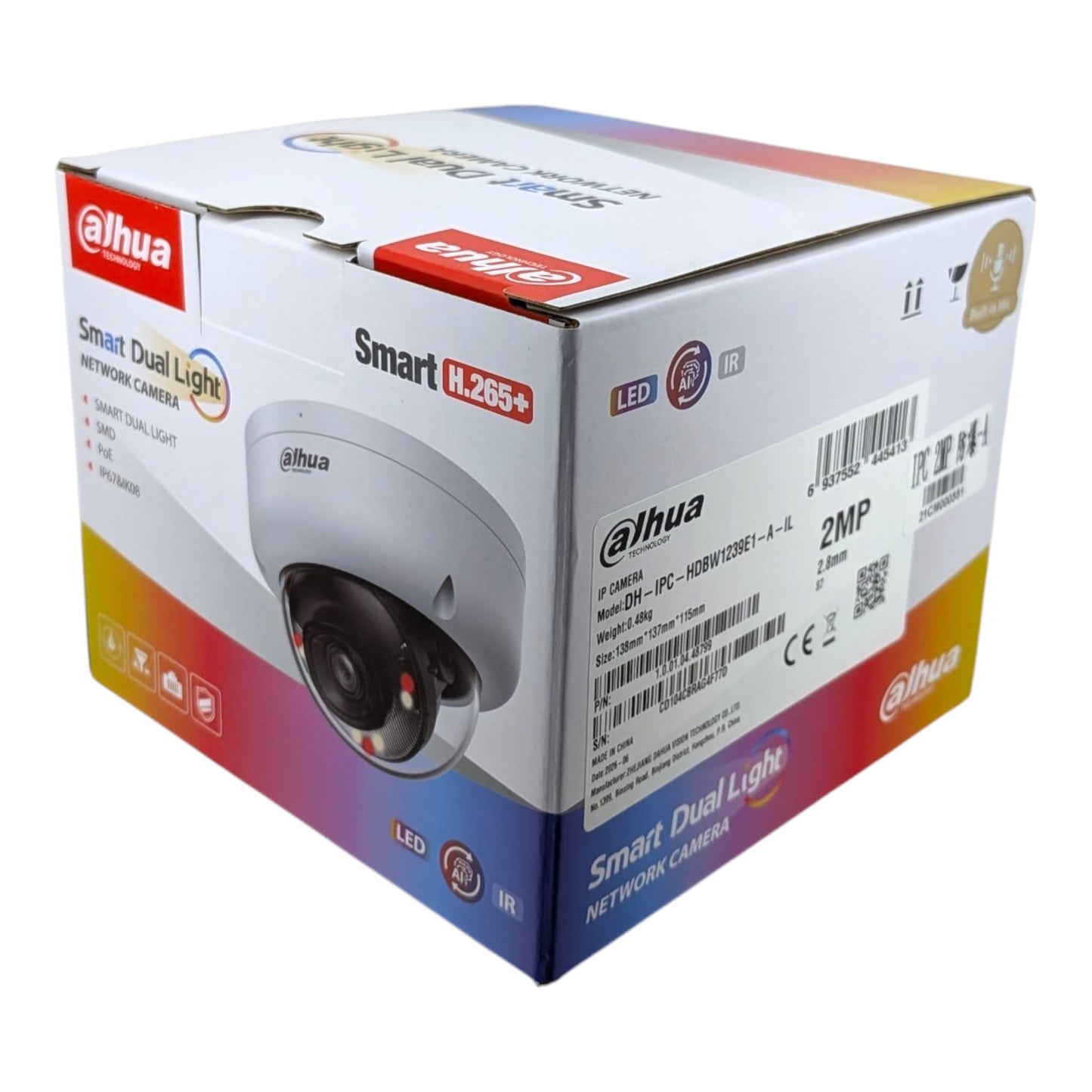 大華 IPC-HDBW1239E1P-A-IL 網絡攝影機的原裝行貨包裝盒,新昌電腦有限公司提供 1 年原廠保養及技術支援。