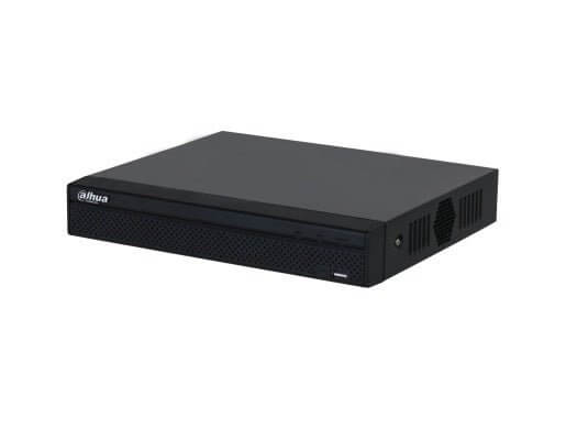 Dahua NVR2108HS-8P-4KS3, 8-channel 4K PoE NVR, sleek black design, ideal for surveillance systems.