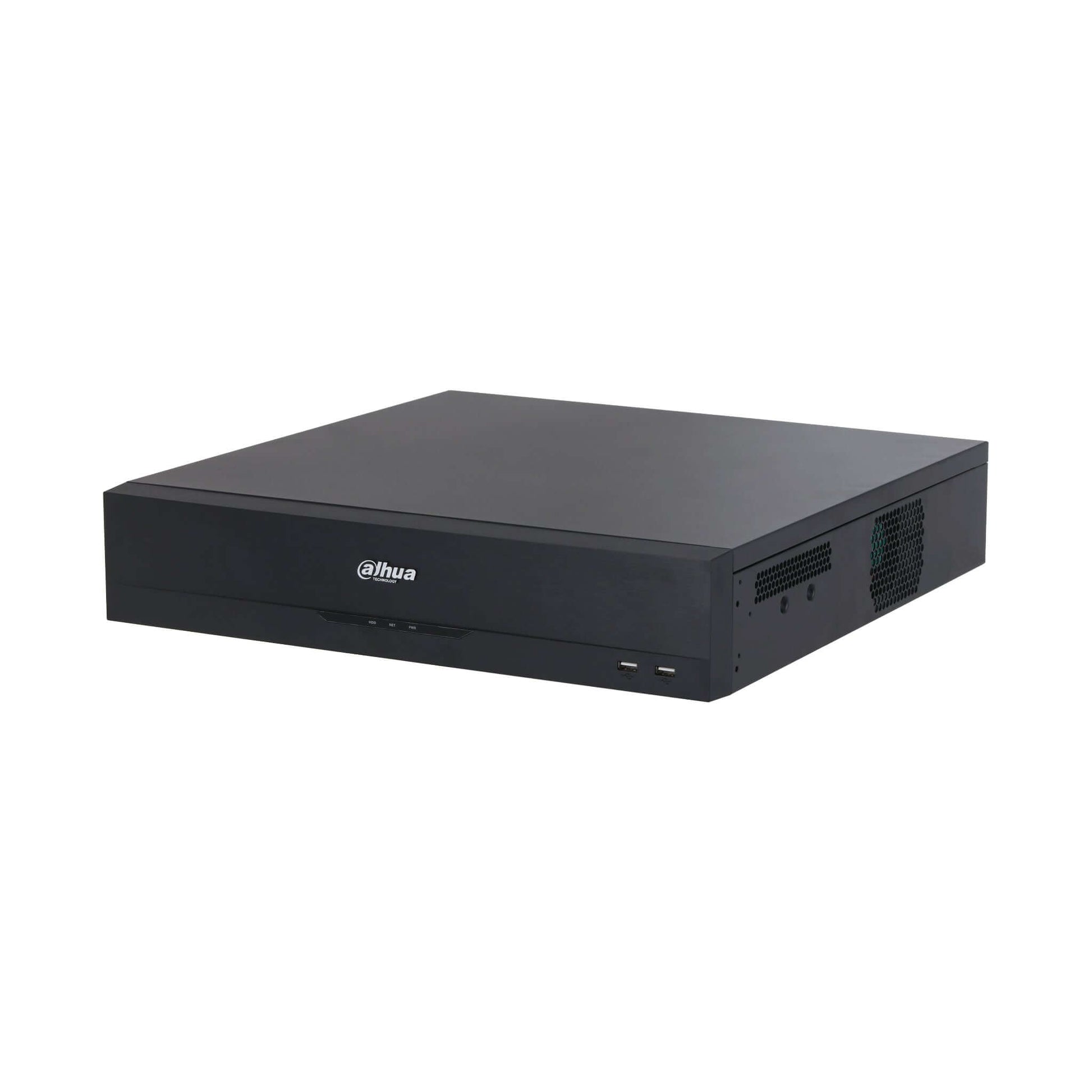 Dahua NVR4832-EI 32-channel WizSense 2U Network Video Recorder, designed for 8 HDDs, angled view.