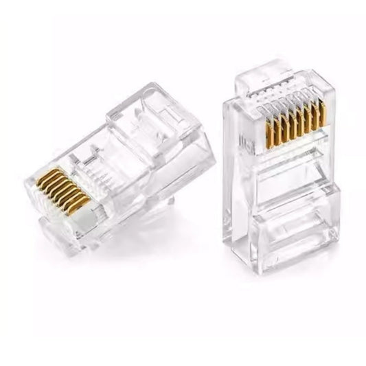 Dahua DH-PFM-976-530 Cat5e RJ45 connector plug closeup with gold-plated 8P8C pins for network cables.