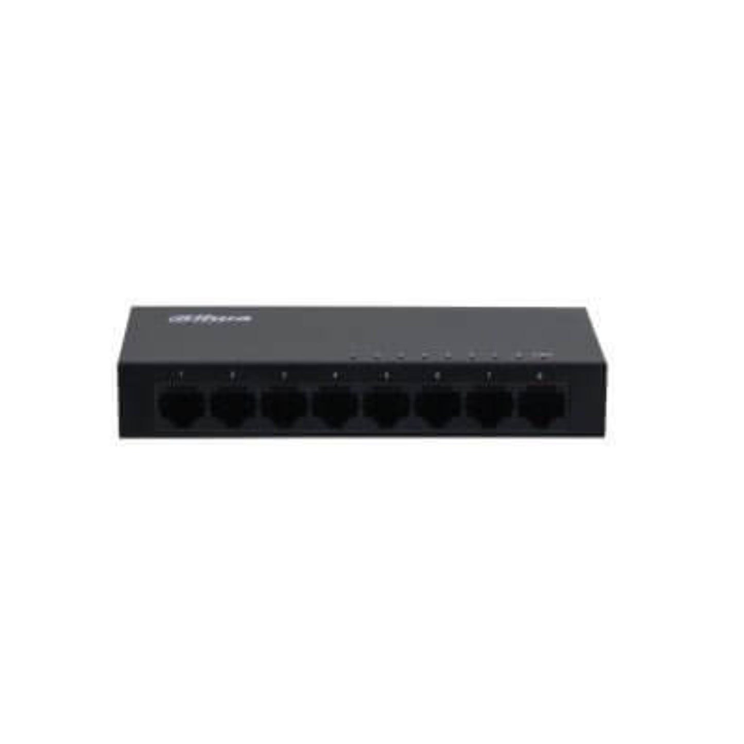 Dahua DH-PFS3008-8GT 8-Port Gigabit Desktop Switch front view showing all 8 Ethernet ports
