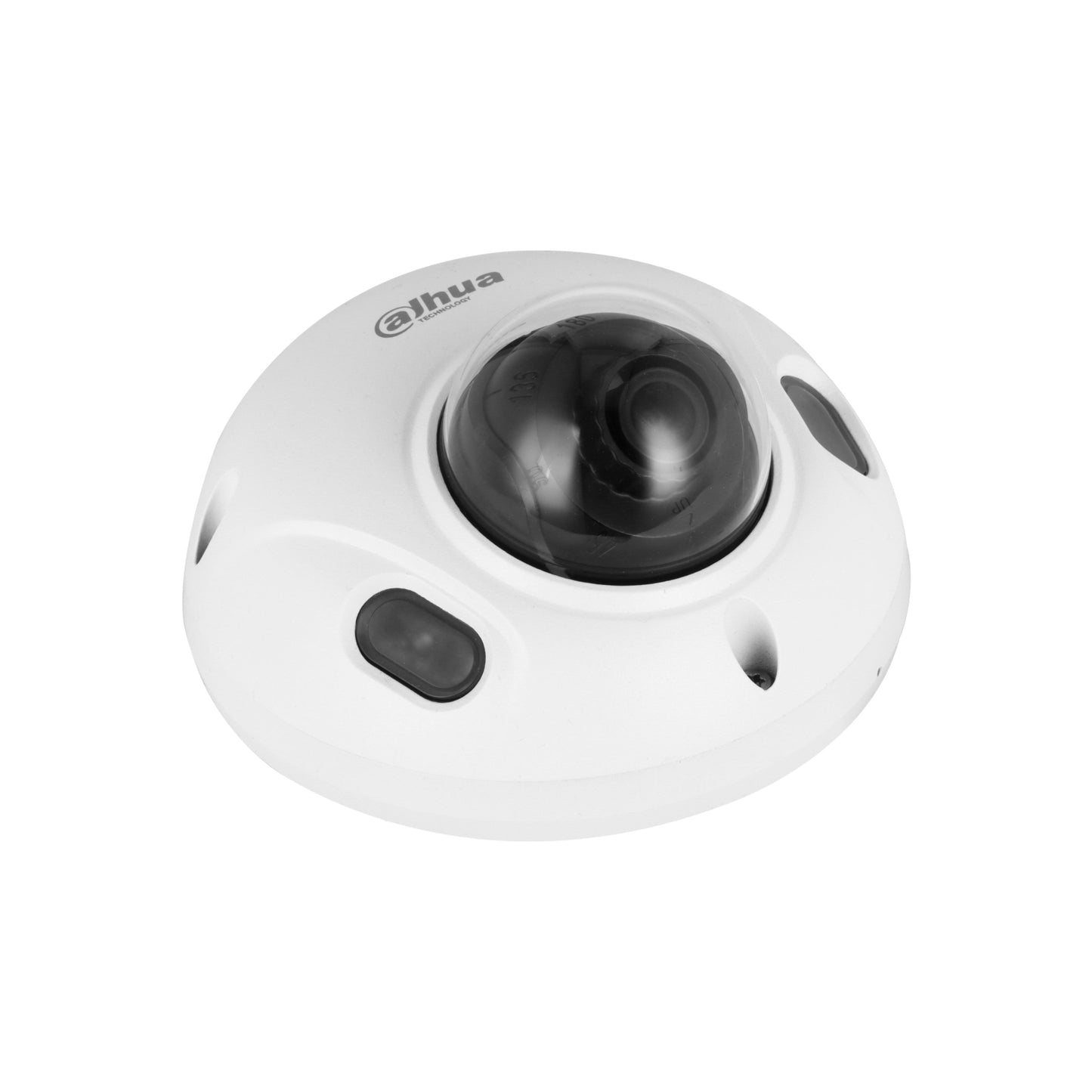 Dahua WizSense 智能安防鏡頭特寫,顯示 2.8mm 鏡頭組件及隱藏式紅外線夜視 LED,提供日夜全天候監控。
