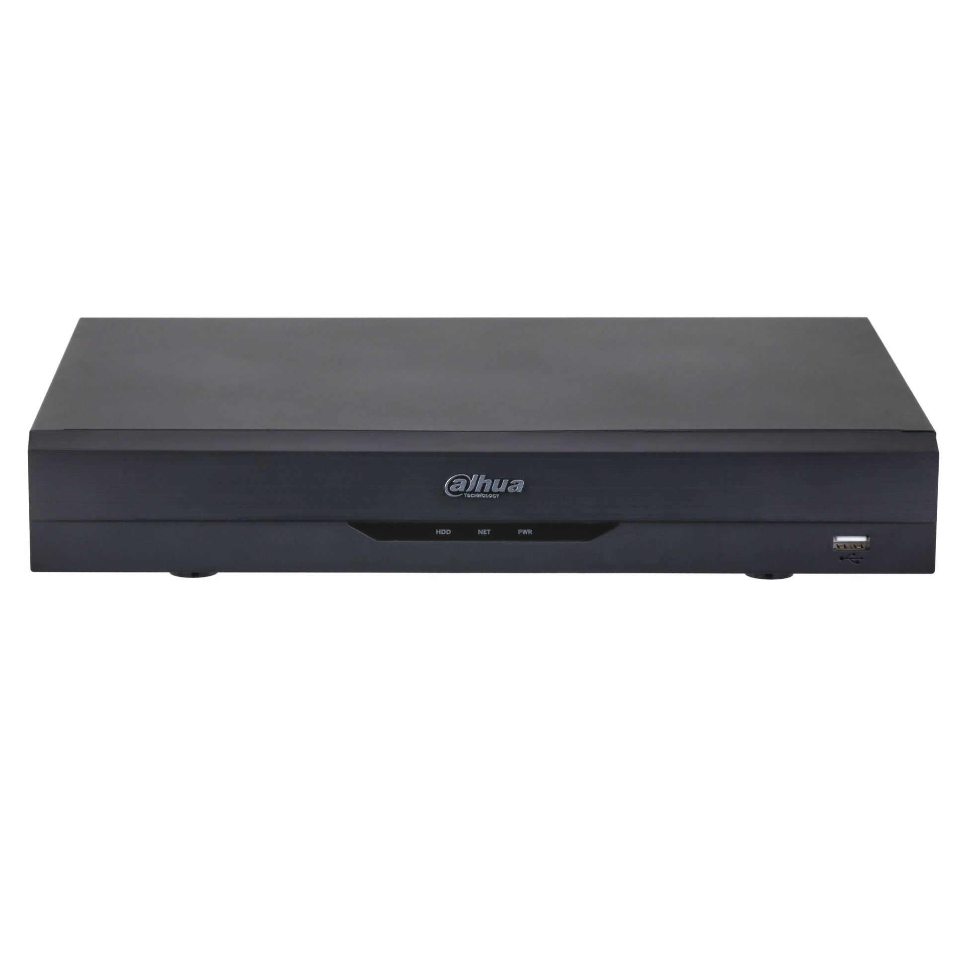 Dahua XVR5104HS-4KL-I3 WizSense 4-channel 4K DVR, straight front view with indicator lights. Security solution.