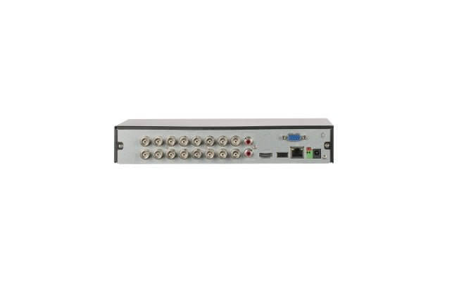 Dahua WizSense XVR5116HS-I3 back view showing 16-channel inputs and connectivity options for surveillance.