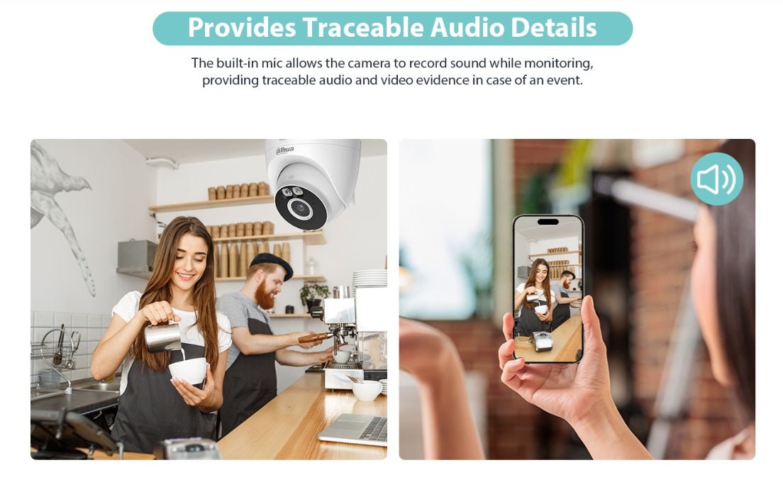 Dahua H5A camera features traceable audio recording for monitoring and video evidence with clear sound.