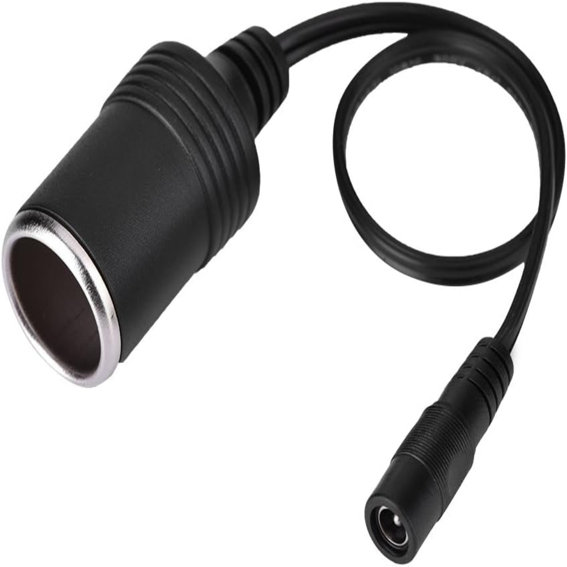 DC 5.5 x 2.1mm to car cigarette lighter female socket cable for portable devices, 0.3M length.