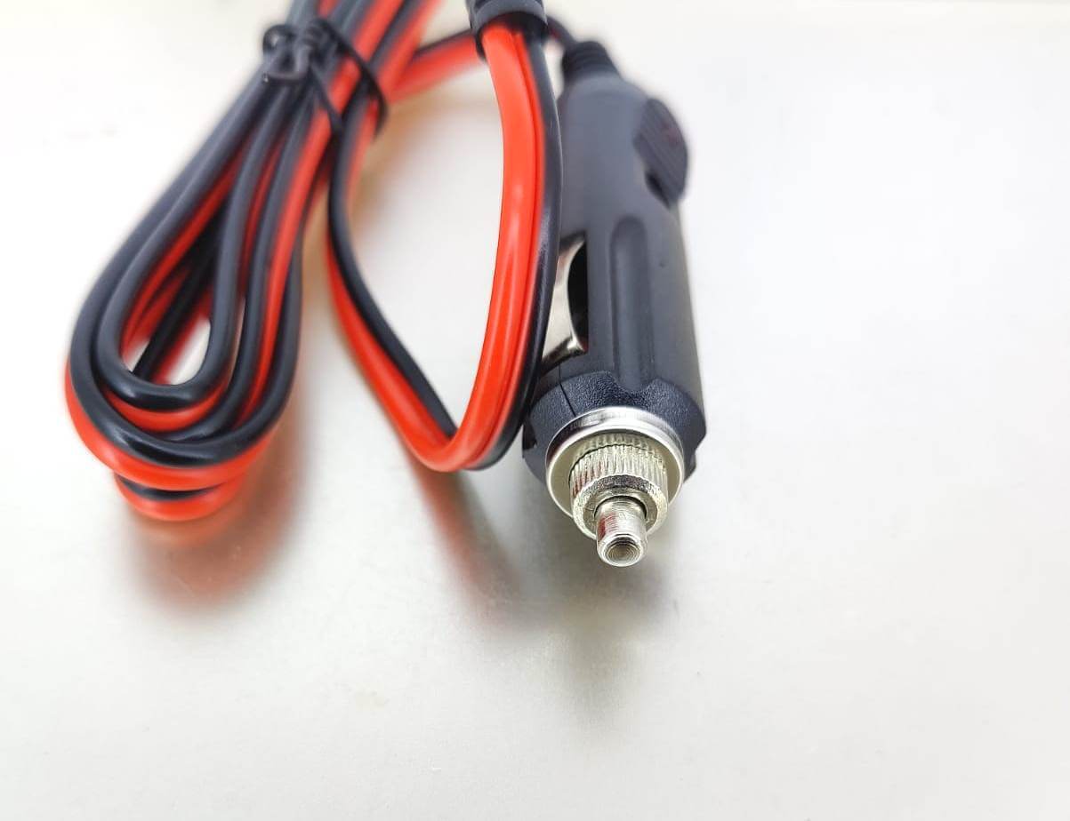 12V car cigarette lighter power cable with red and black wires for universal device compatibility