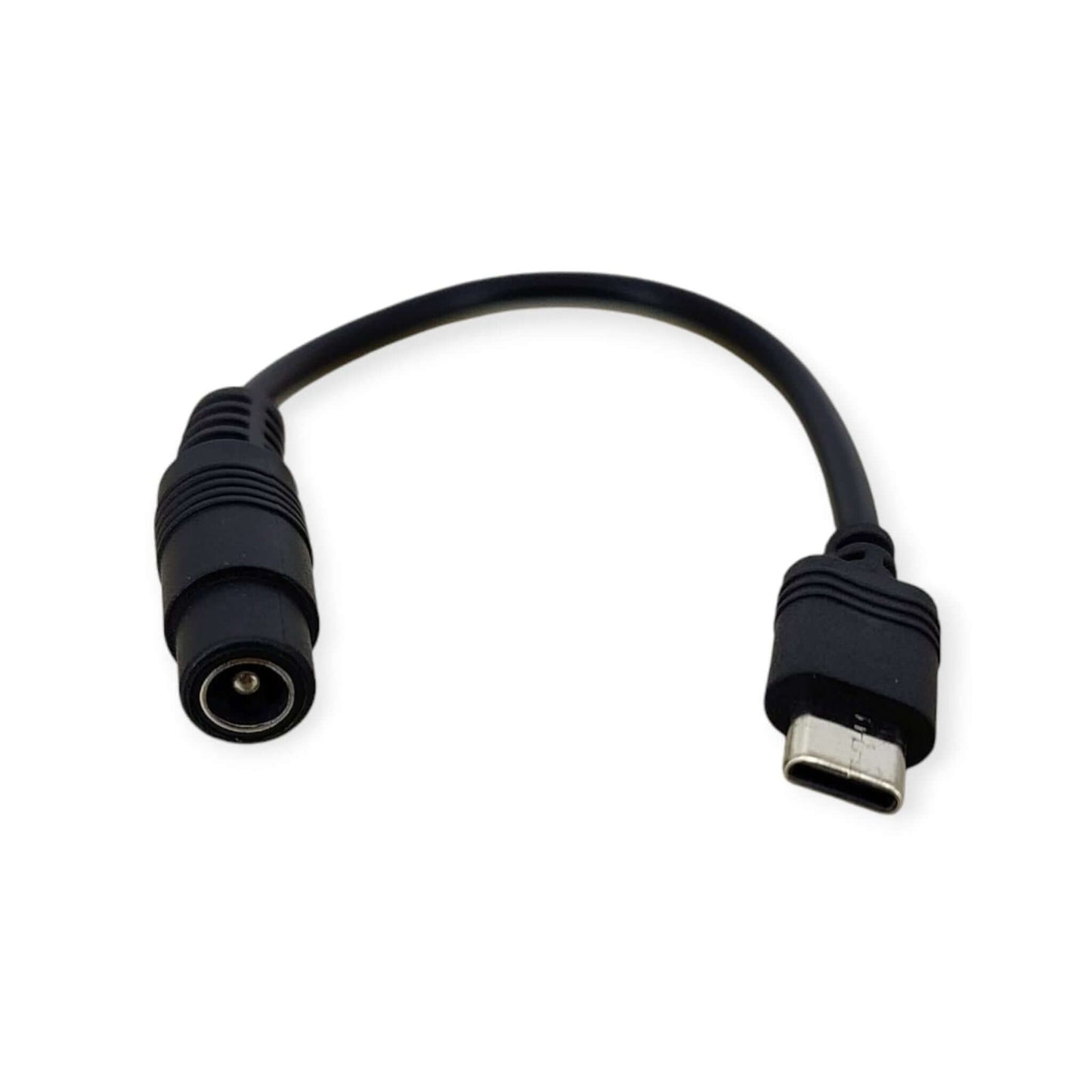 High-quality 5.5mm x 2.1mm DC barrel jack to Type-C converter cord for convenient device charging.