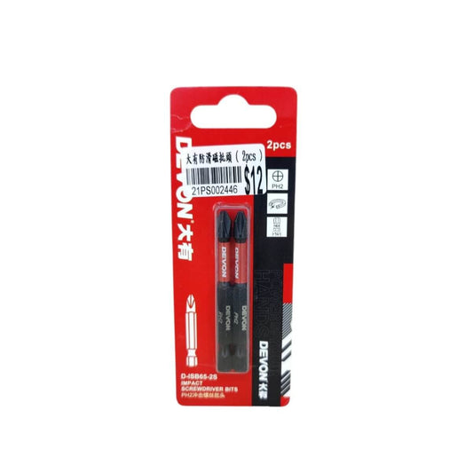 Devon D-ISB65-2S anti-slip magnetic PH2 screwdriver bits pack of 2 with strong magnetic tip and durable design.