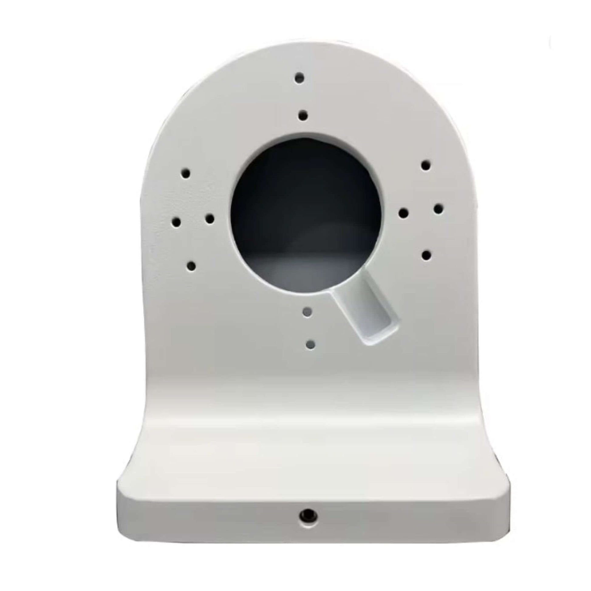 Side angled view of the DH-PFB204W water-proof wall mount bracket, highlighting its robust construction.