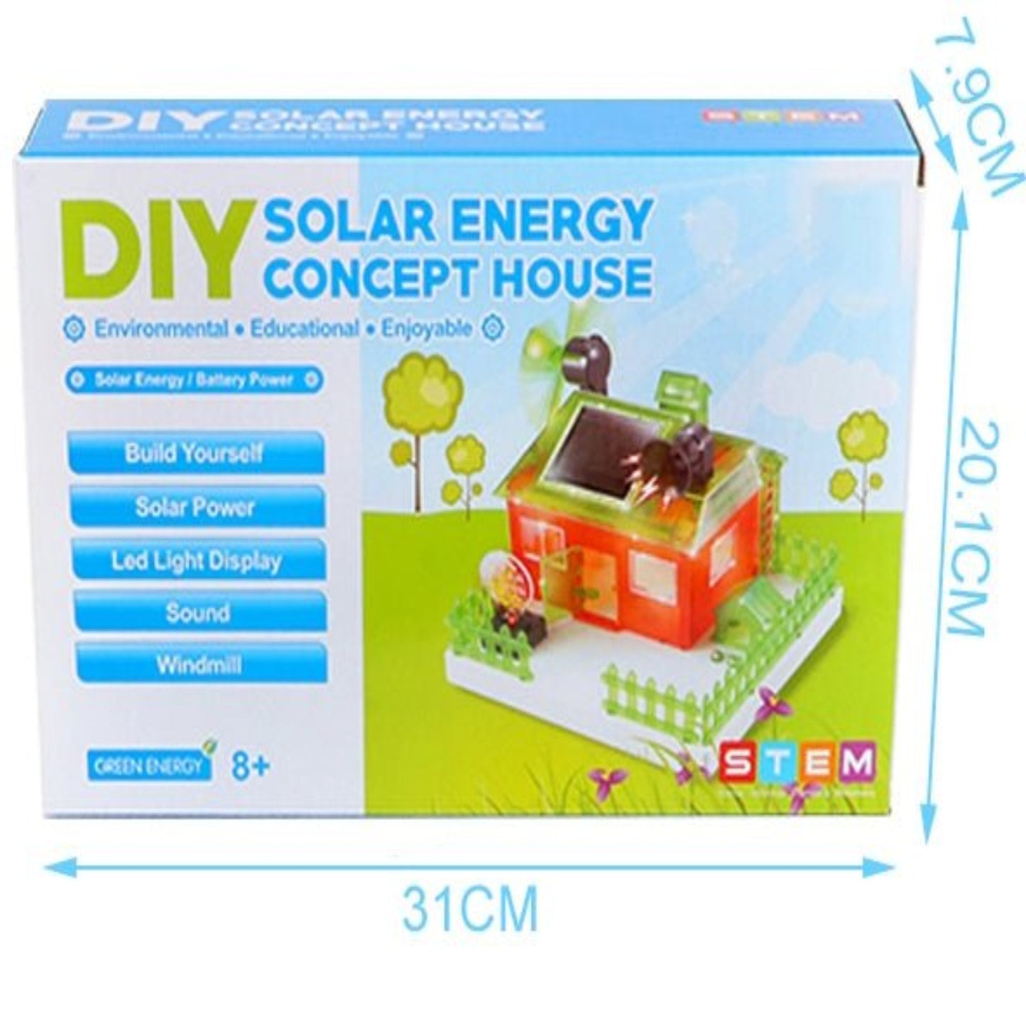 DIY Solar Energy Concept House kit for kids, featuring solar power, education, and fun STEM activities.