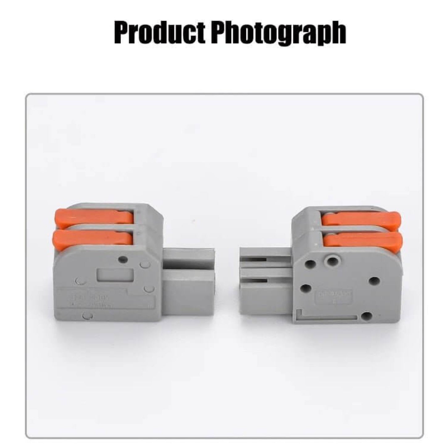 Pair of universal docking quick wire connectors, compact electrical wiring and butt conductor terminal blocks.