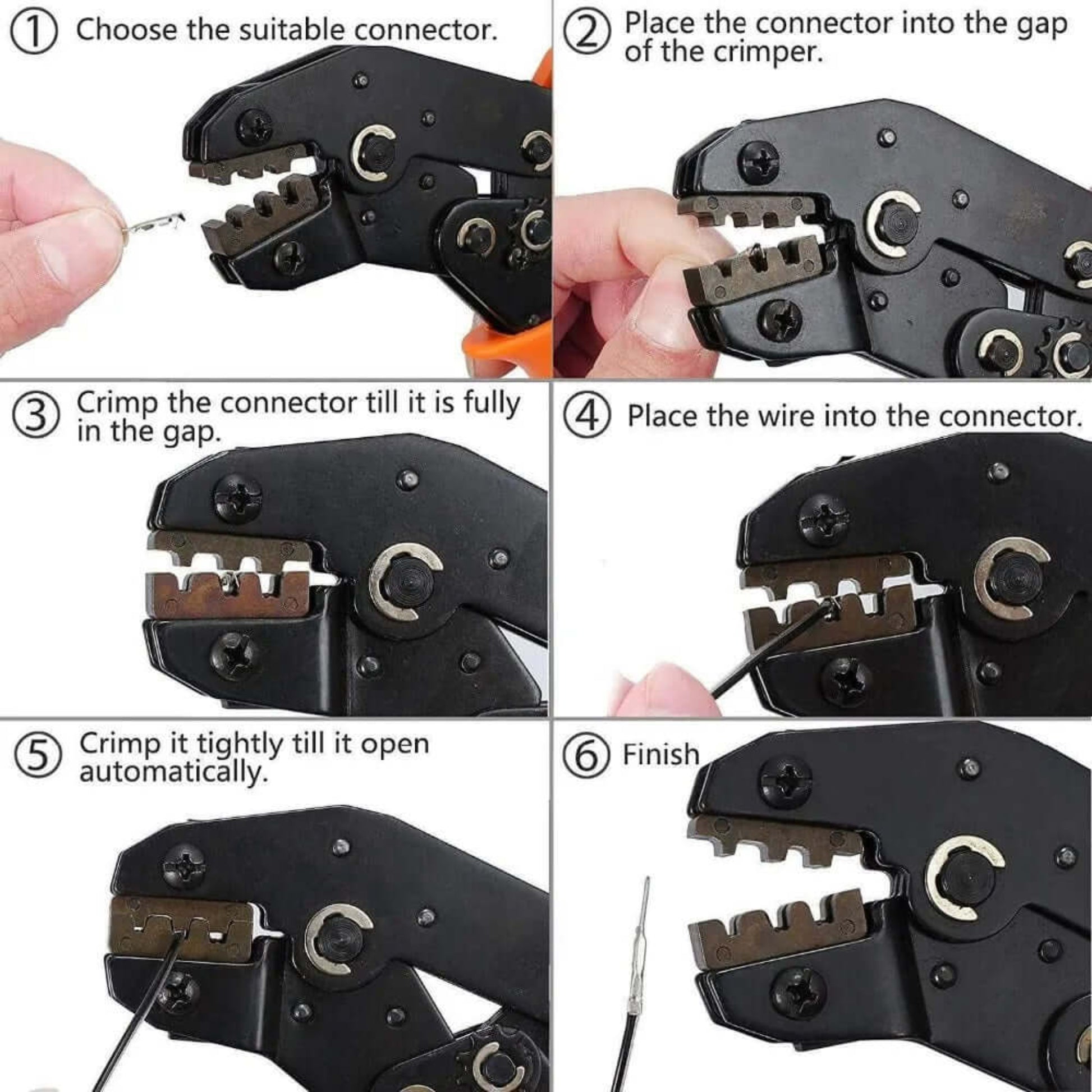 Step-by-step guide on how to use the 2.54mm Dupont crimping tool for connectors and wires.