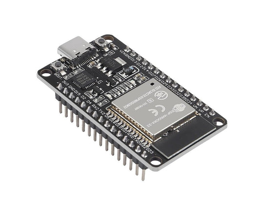 ESP32 Dev Board with 30-pin layout and USB-C interface, featuring Wi-Fi and Bluetooth capabilities for IoT projects.